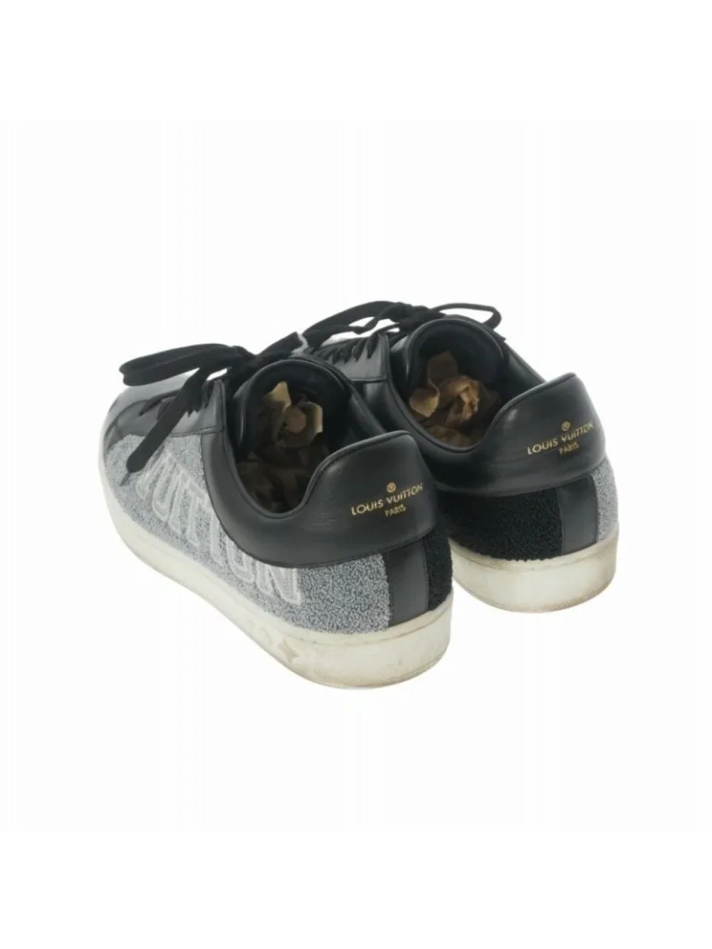 Louis Vuitton Luxembourg Line Leather Pile Sneakers 7 Black Gray